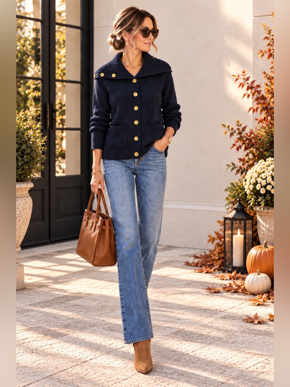 Banana Republic Navy Shawl Collar Cardigan Sweater Gold Button S